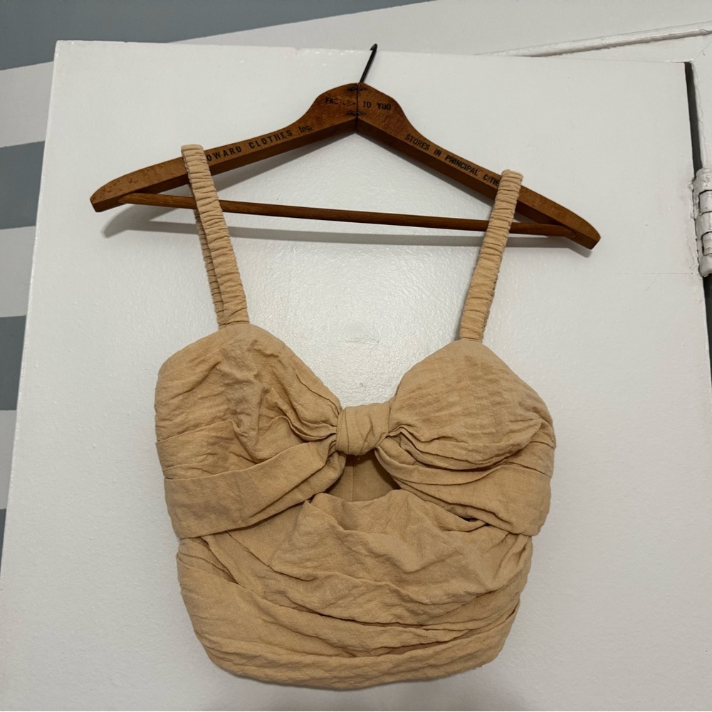 Zara Tan Ruched Top Size XS